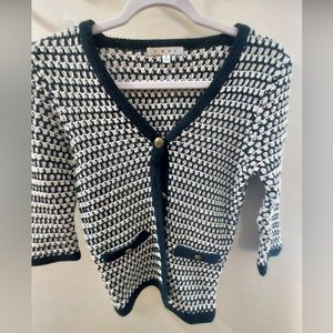 CAbi sweater, black and white, gently used, small